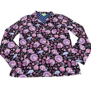 Floral Paisley Cotton Pajama Top‎ Sleep Shirt Women Small Black Vera Bradley